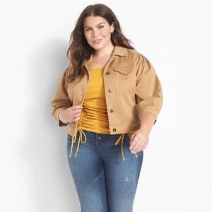 Lane Bryant Tan Puff Sleeve Jacket Size 24